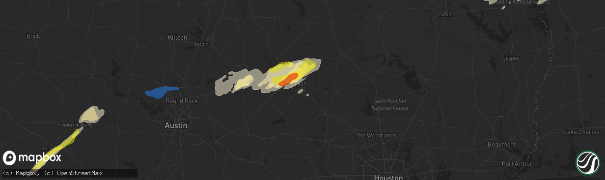 Hail map in College Station, TX on April 24, 2019