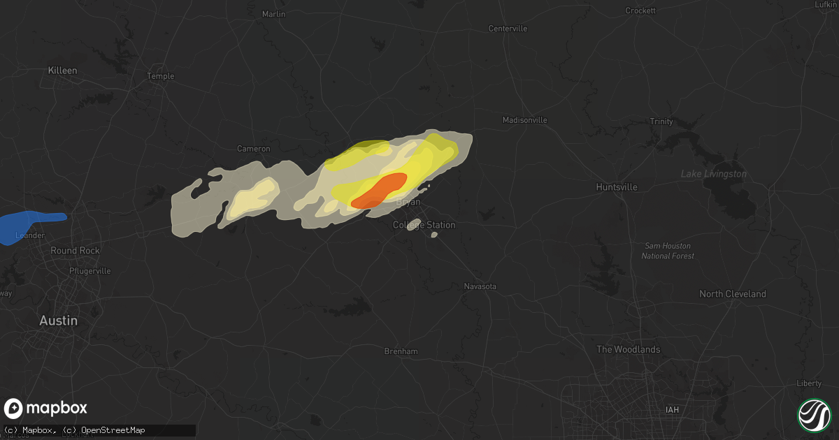 Hail map in College Station, TX on April 24, 2019