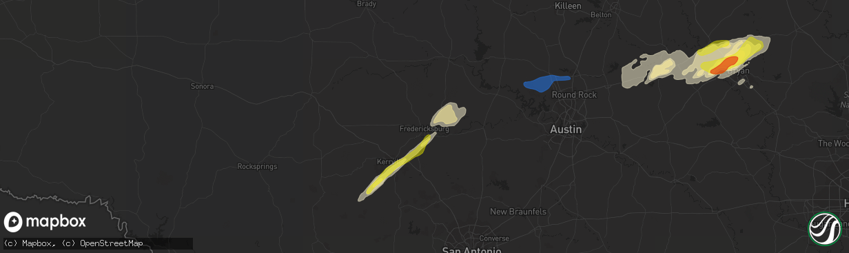 Hail map in Fredericksburg, TX on April 24, 2019