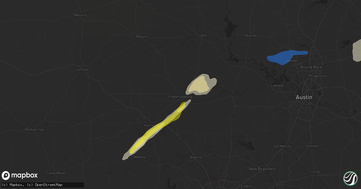 Hail map in Fredericksburg, TX on April 24, 2019