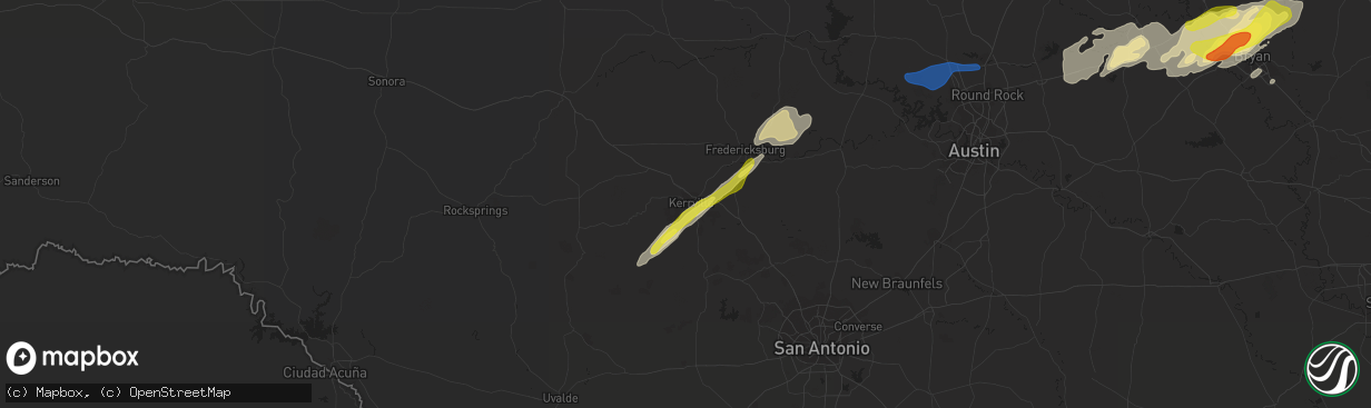 Hail map in Kerrville, TX on April 24, 2019