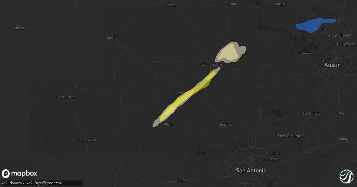Hail map in Kerrville, TX on April 24, 2019