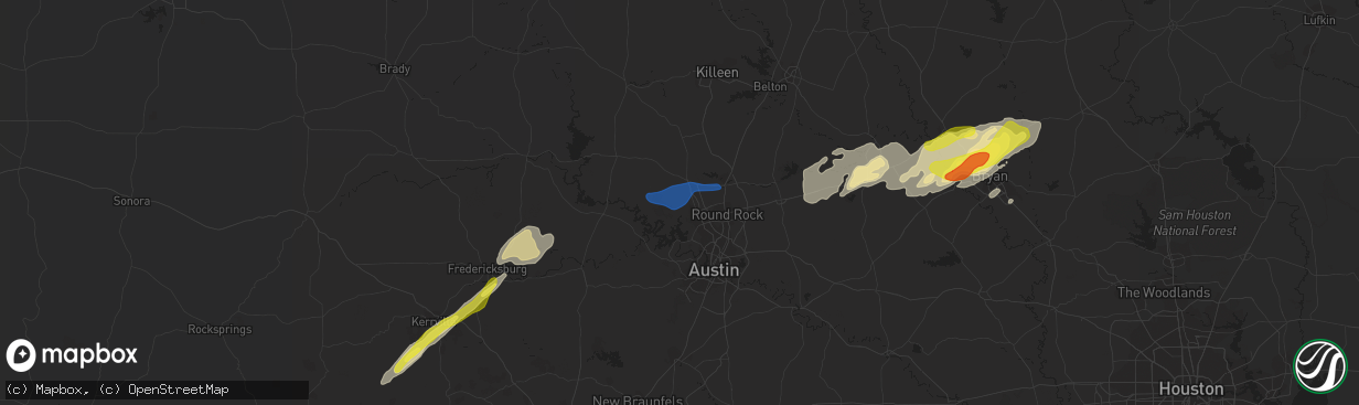 Hail map in Leander, TX on April 24, 2019