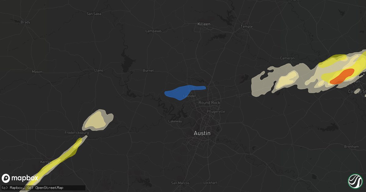 Hail map in Leander, TX on April 24, 2019
