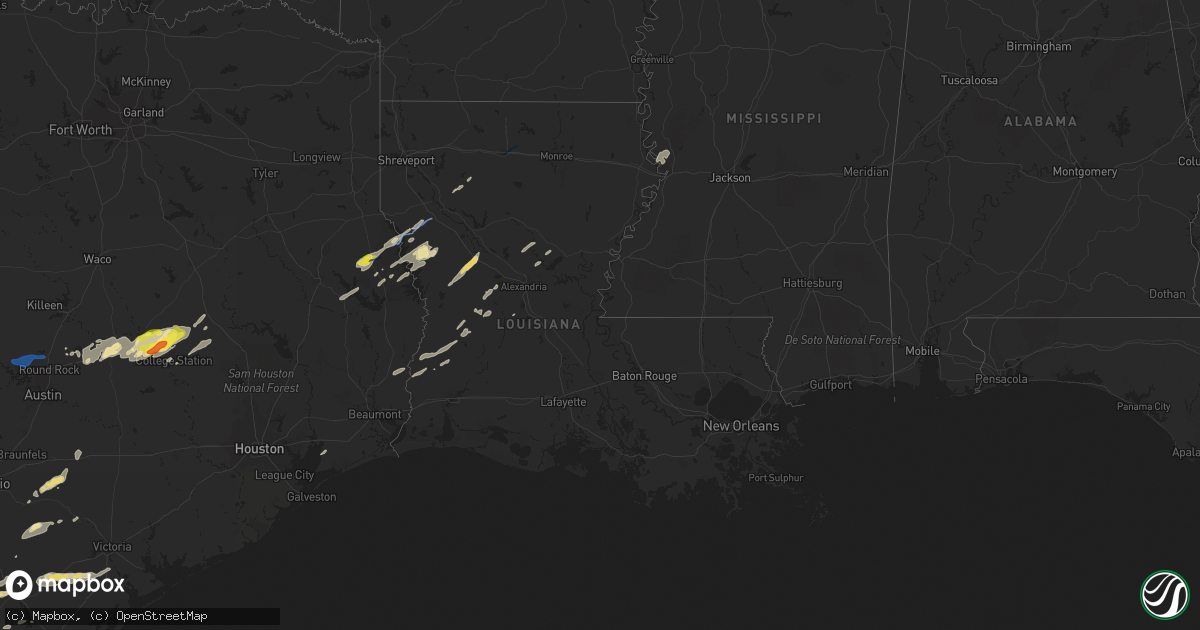 Hail map in Louisiana on April 24, 2019