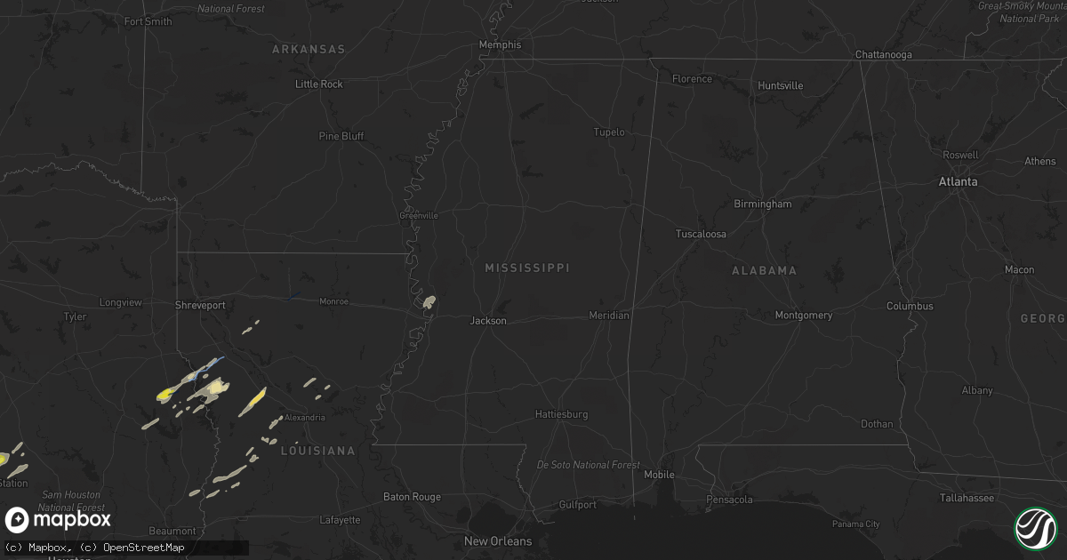 Hail map in Mississippi on April 24, 2019