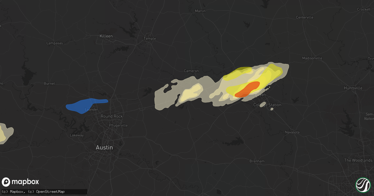 Hail map in Rockdale, TX on April 24, 2019