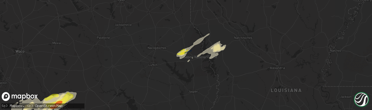 Hail map in San Augustine, TX on April 24, 2019