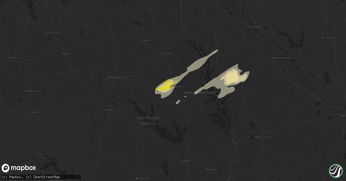 Hail map in San Augustine, TX on April 24, 2019