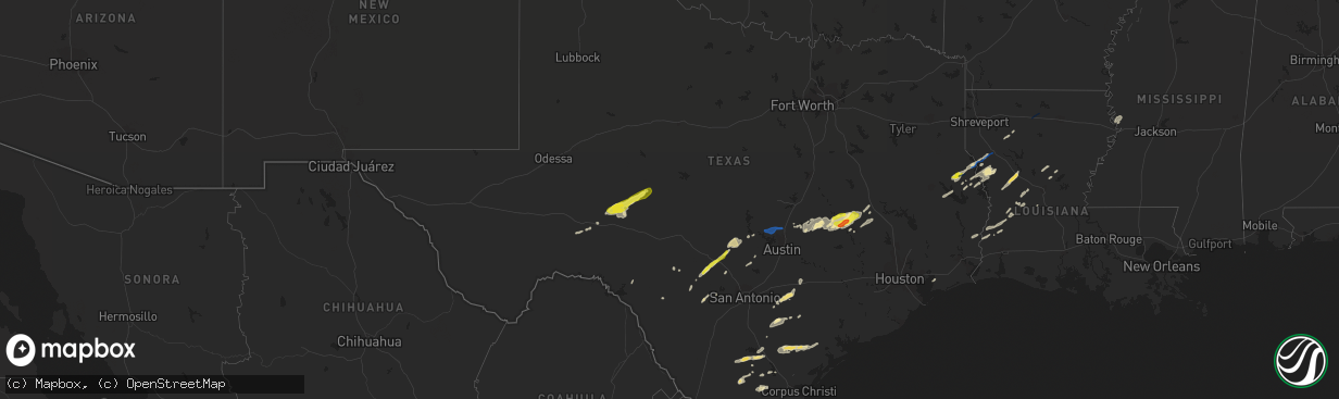 Hail map in Texas on April 24, 2019