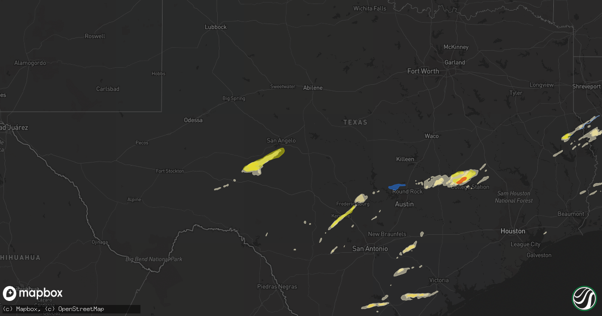 Hail map in Texas on April 24, 2019