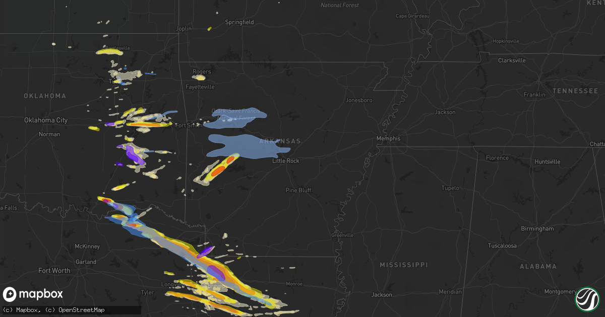 Hail map in Arkansas on April 24, 2020