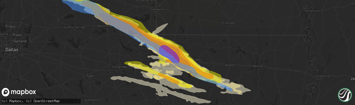 Hail map in Benton, LA on April 24, 2020