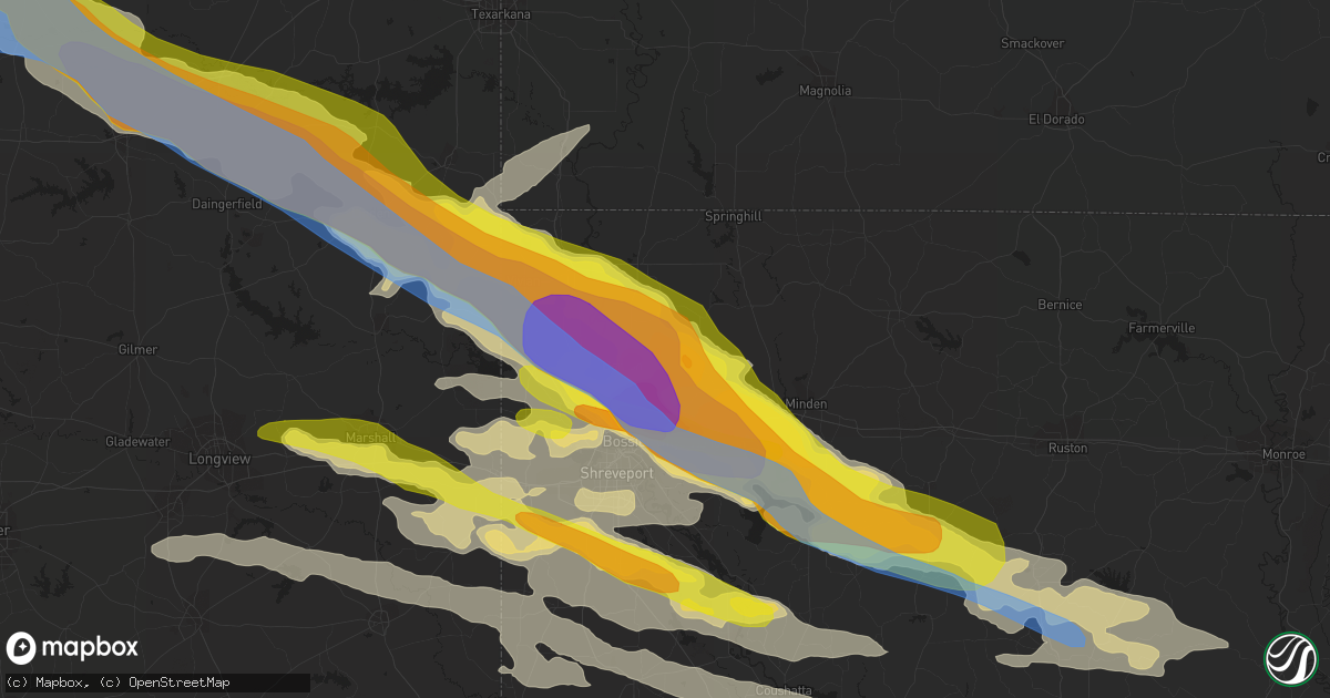 Hail map in Benton, LA on April 24, 2020