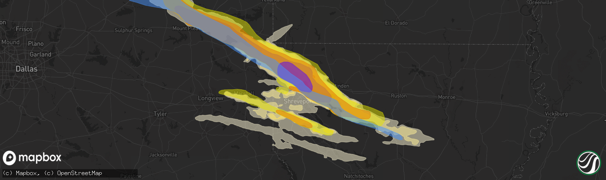 Hail map in Bossier City, LA on April 24, 2020