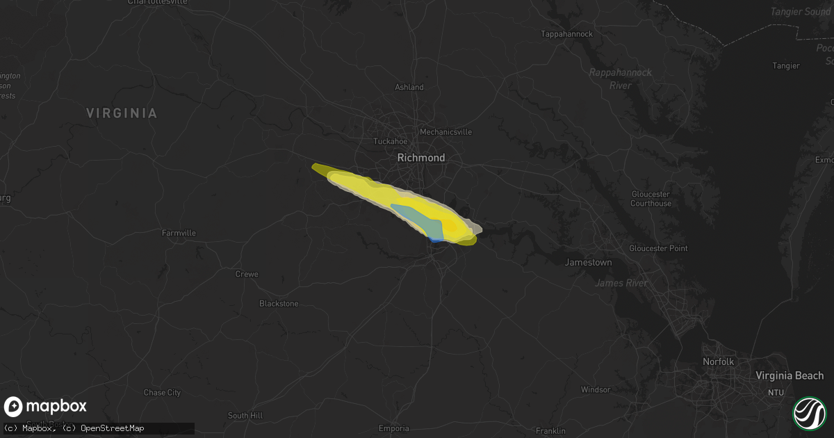 Hail map in Chester, VA on April 24, 2020