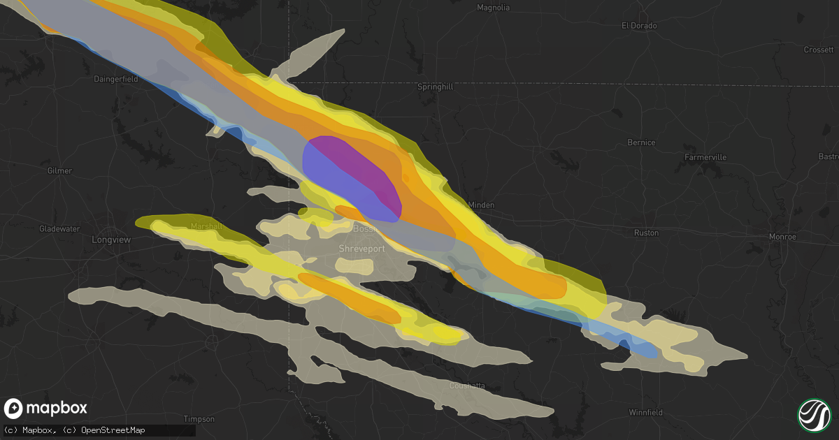 Hail map in Haughton, LA on April 24, 2020