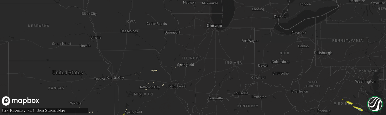 Hail map in Illinois on April 24, 2020