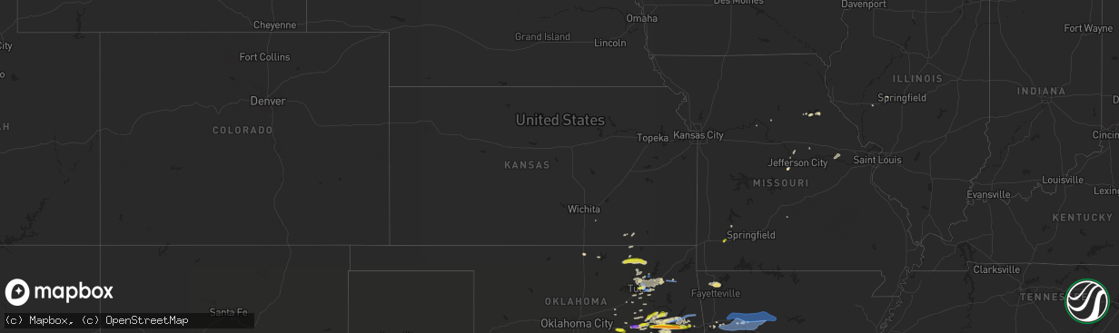 Hail map in Kansas on April 24, 2020