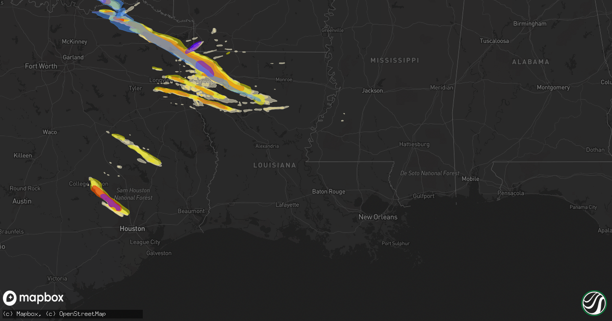 Hail map in Louisiana on April 24, 2020