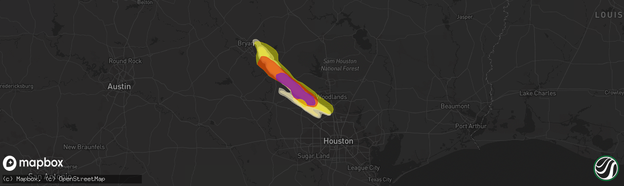 Hail map in Magnolia, TX on April 24, 2020