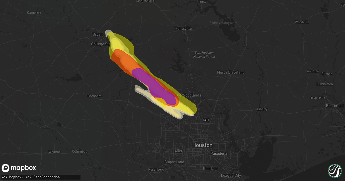 Hail map in Magnolia, TX on April 24, 2020
