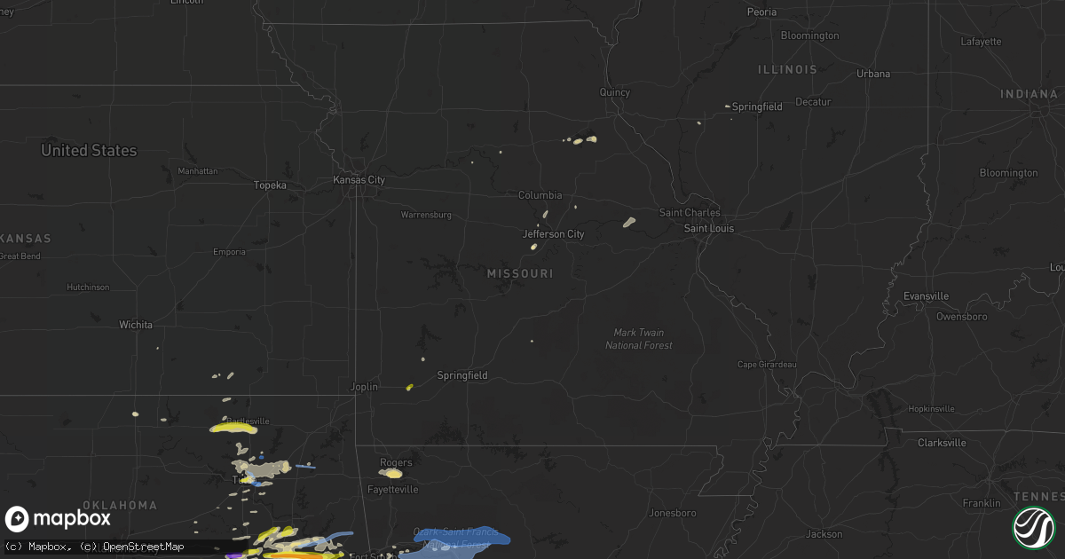 Hail map in Missouri on April 24, 2020