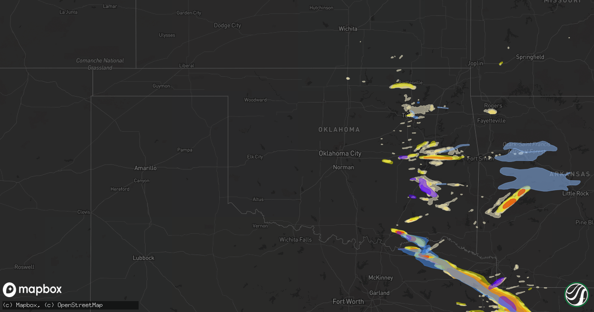 Hail map in Oklahoma on April 24, 2020