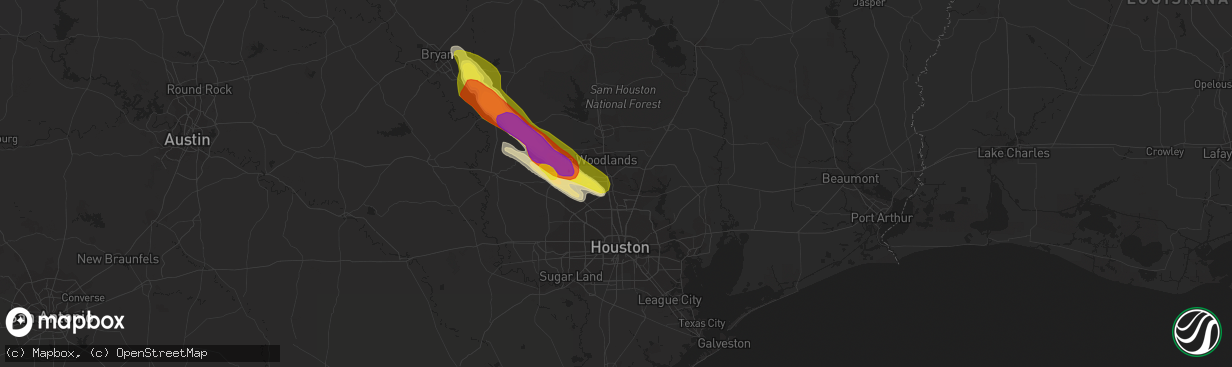 Hail map in Spring, TX on April 24, 2020