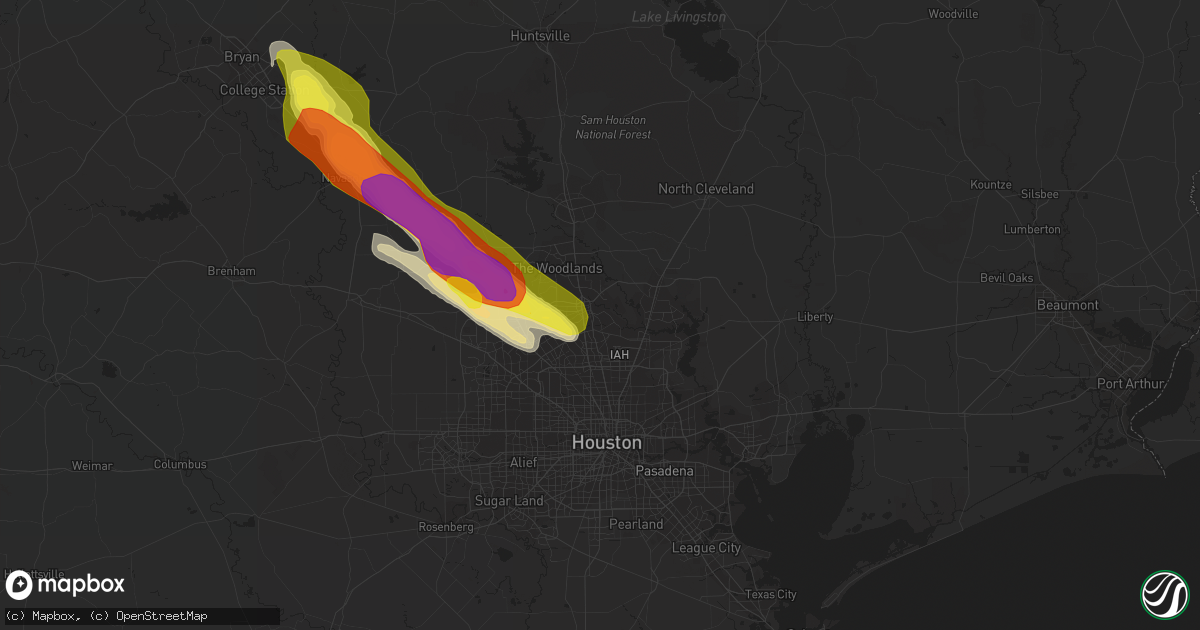 Hail map in Spring, TX on April 24, 2020