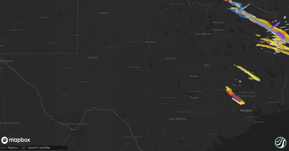 Hail map in Texas on April 24, 2020