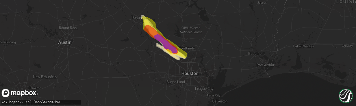 Hail map in Tomball, TX on April 24, 2020