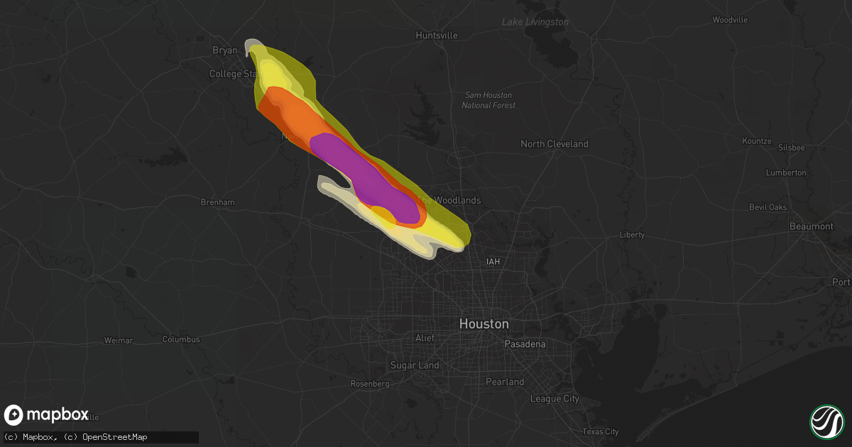 Hail map in Tomball, TX on April 24, 2020