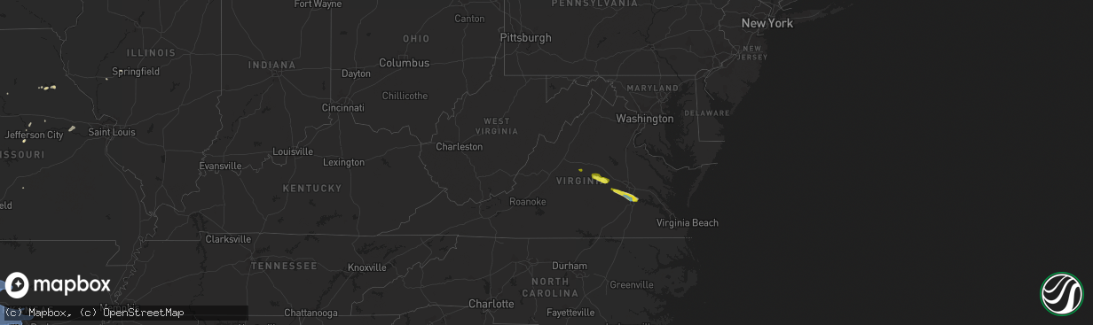 Hail map in Virginia on April 24, 2020