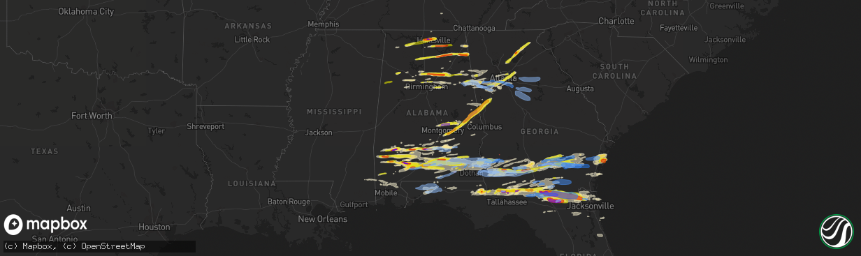 Hail map in Alabama on April 24, 2021