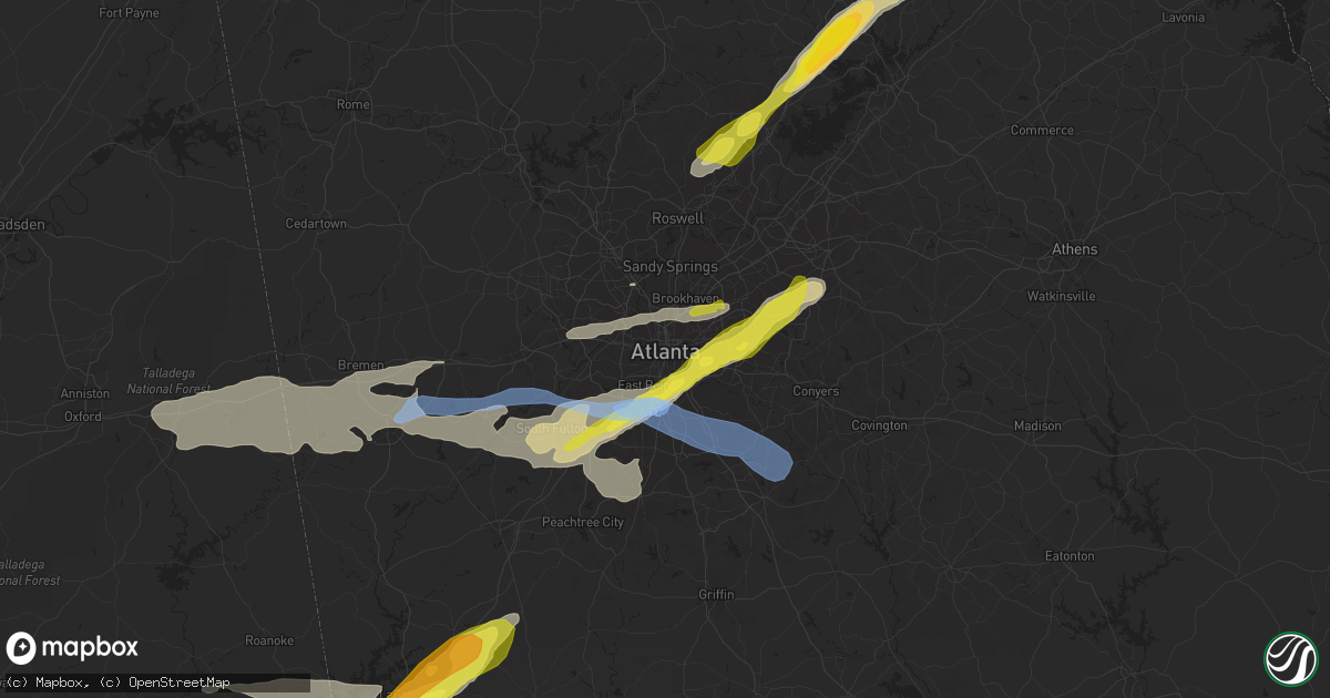 Hail map in Atlanta, GA on April 24, 2021