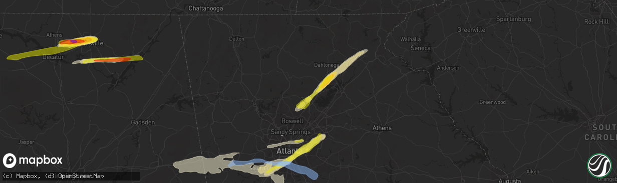 Hail map in Cumming, GA on April 24, 2021