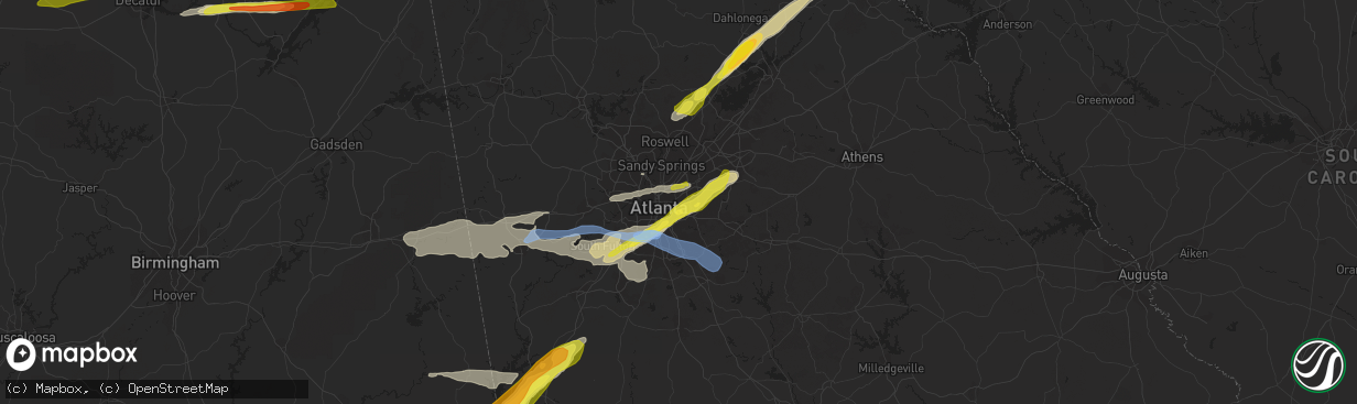 Hail map in Decatur, GA on April 24, 2021