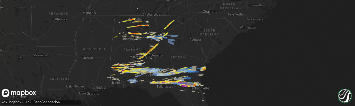 Hail map in Georgia on April 24, 2021