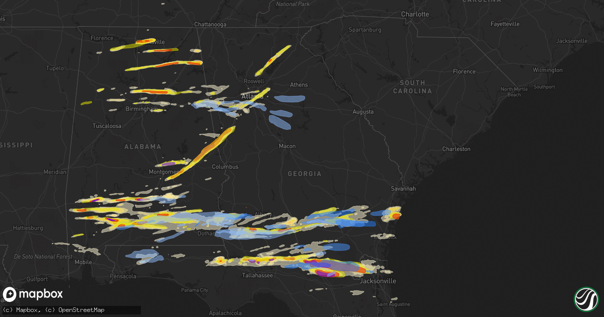 Hail map in Georgia on April 24, 2021