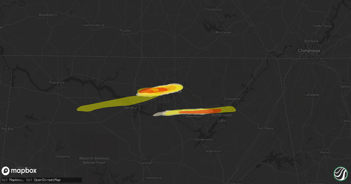 Hail map in Huntsville, AL on April 24, 2021