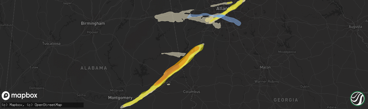 Hail map in Lagrange, GA on April 24, 2021