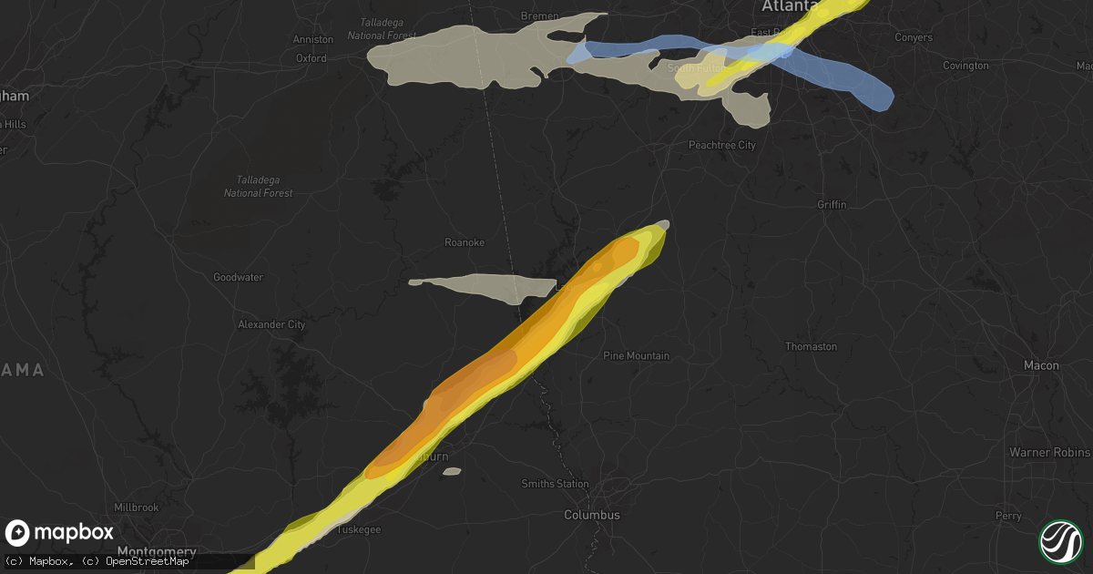 Hail map in Lagrange, GA on April 24, 2021