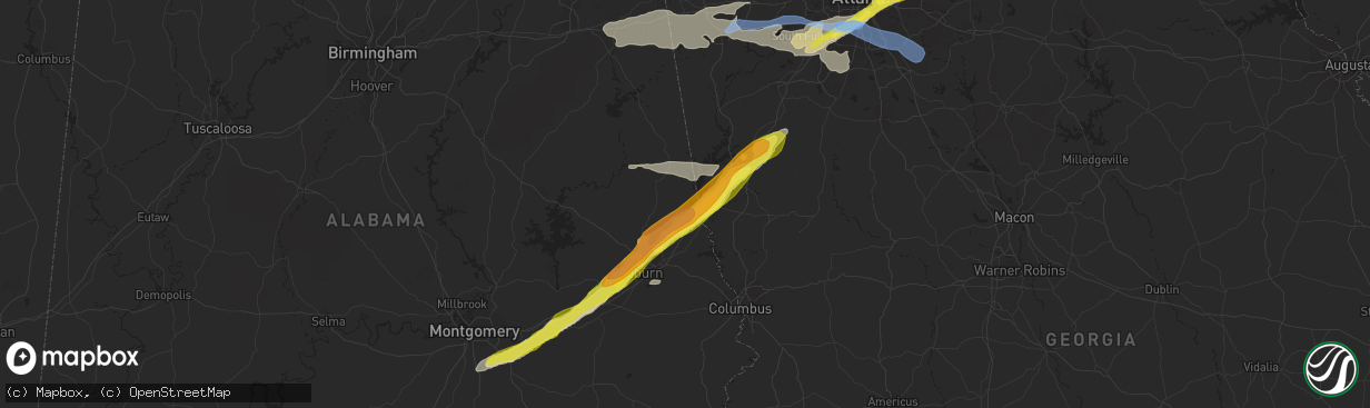 Hail map in Lanett, AL on April 24, 2021