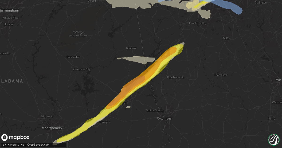 Hail map in Lanett, AL on April 24, 2021