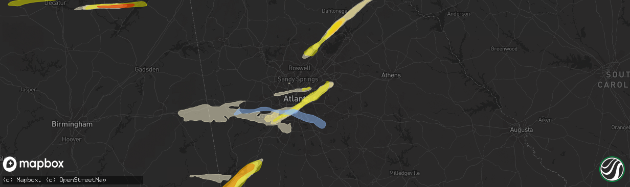 Hail map in Stone Mountain, GA on April 24, 2021