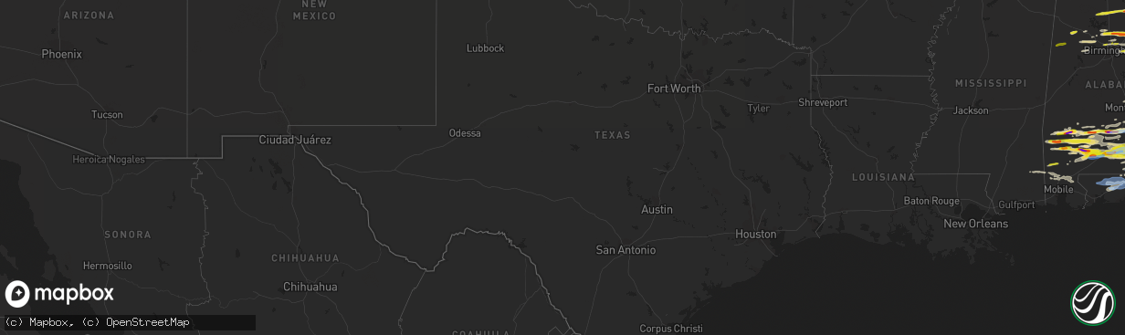 Hail map in Texas on April 24, 2021