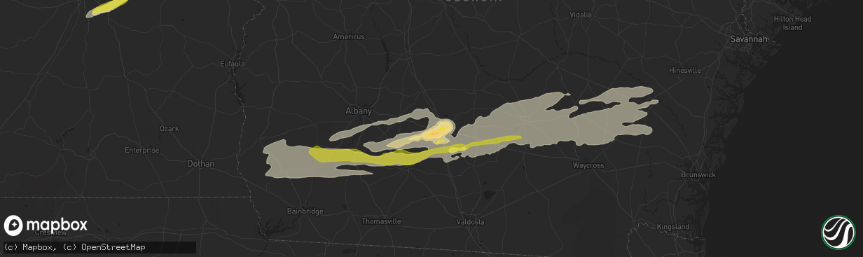 Hail map in Tifton, GA on April 24, 2021