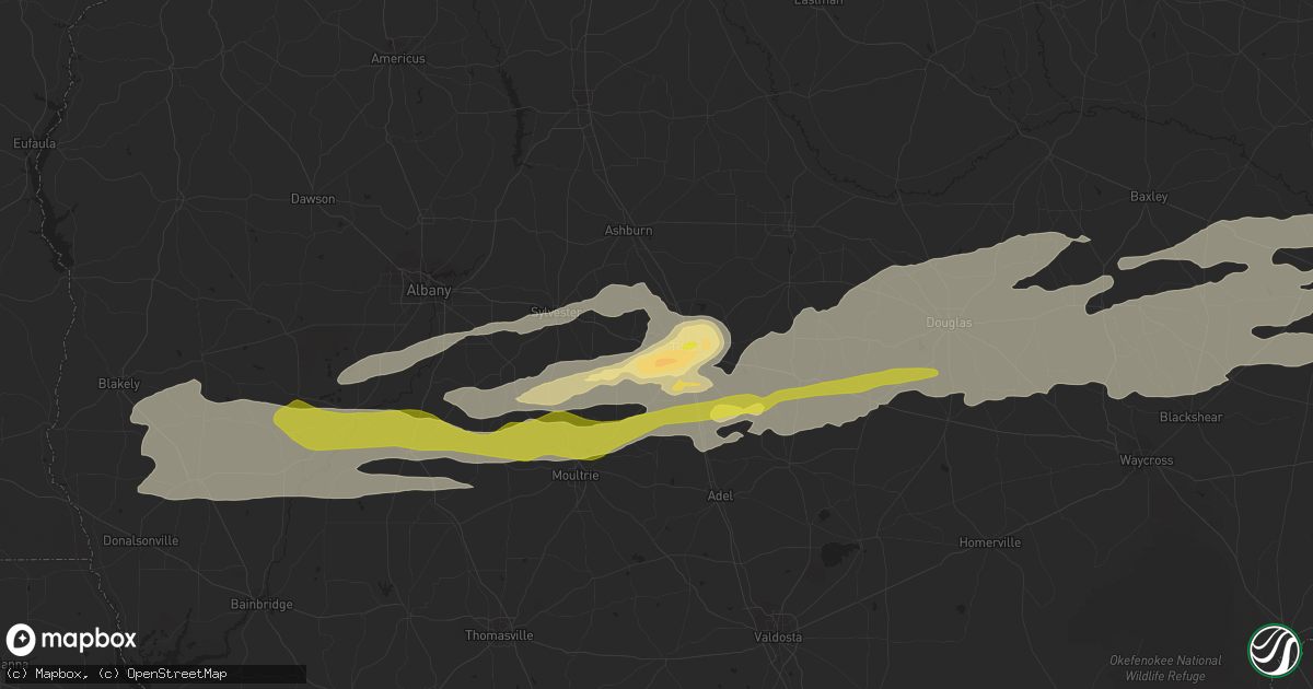 Hail map in Tifton, GA on April 24, 2021