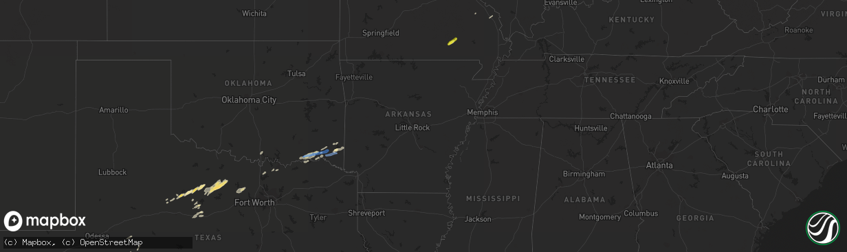 Hail map in Arkansas on April 24, 2022